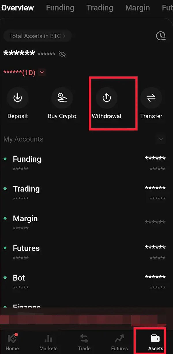 App withdraw KuCoin