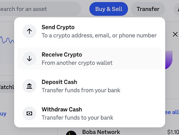 Coinbase receive crypto