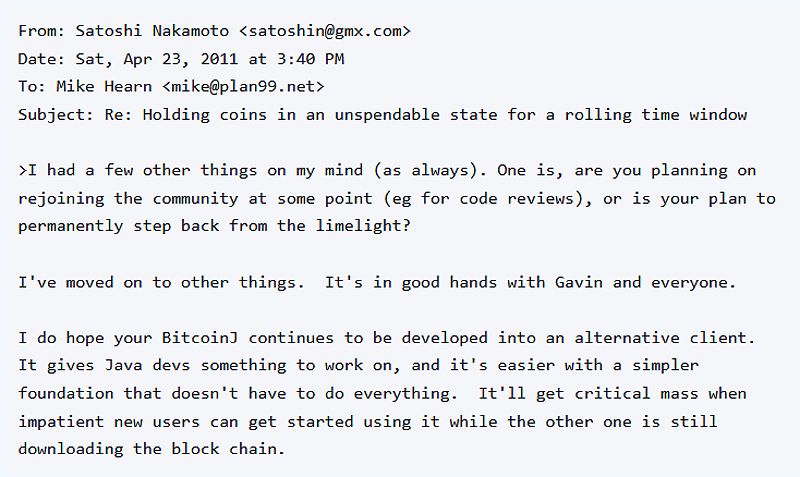 Satoshi's last email