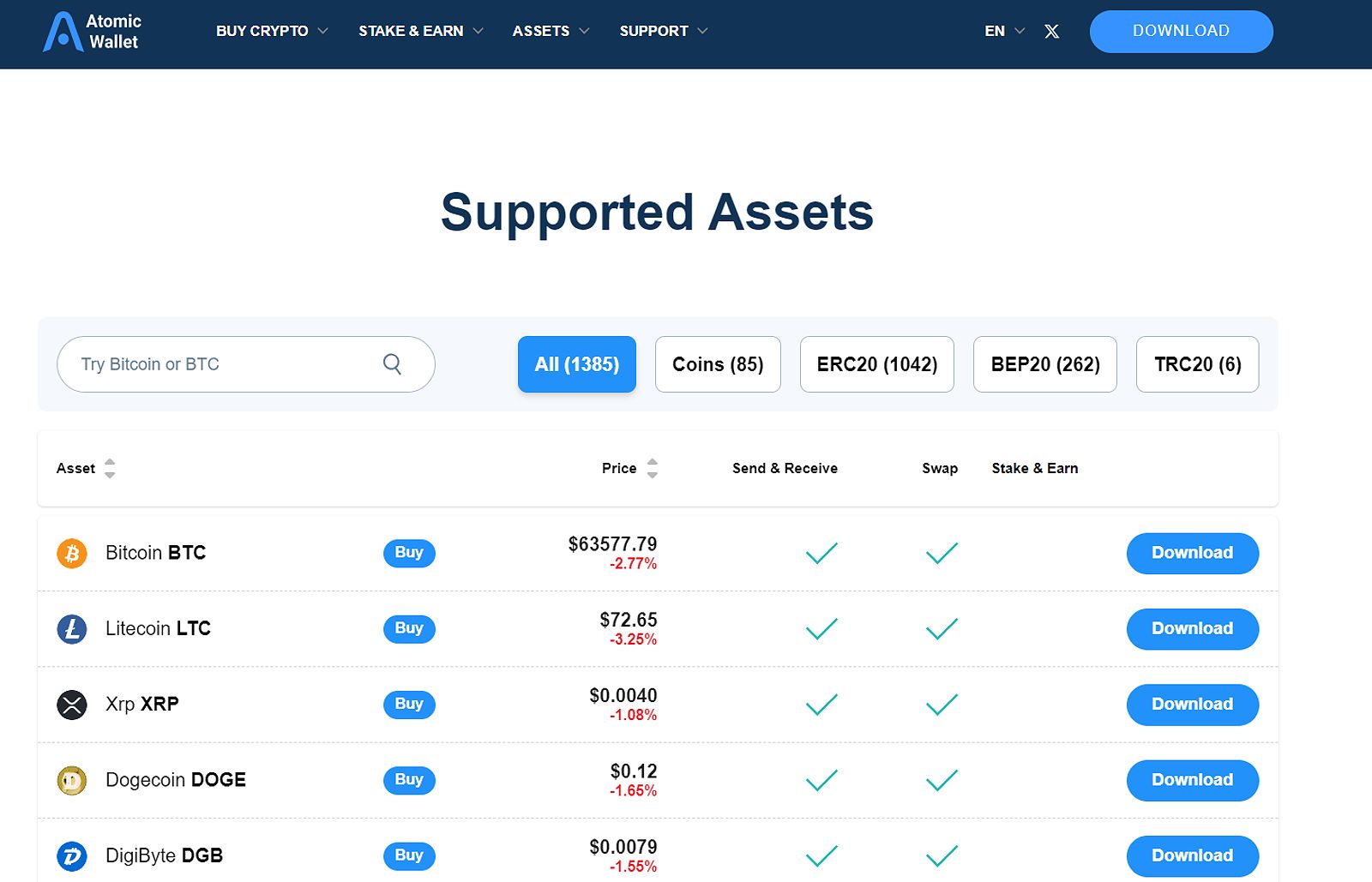 Atomic Wallet Supported Coins